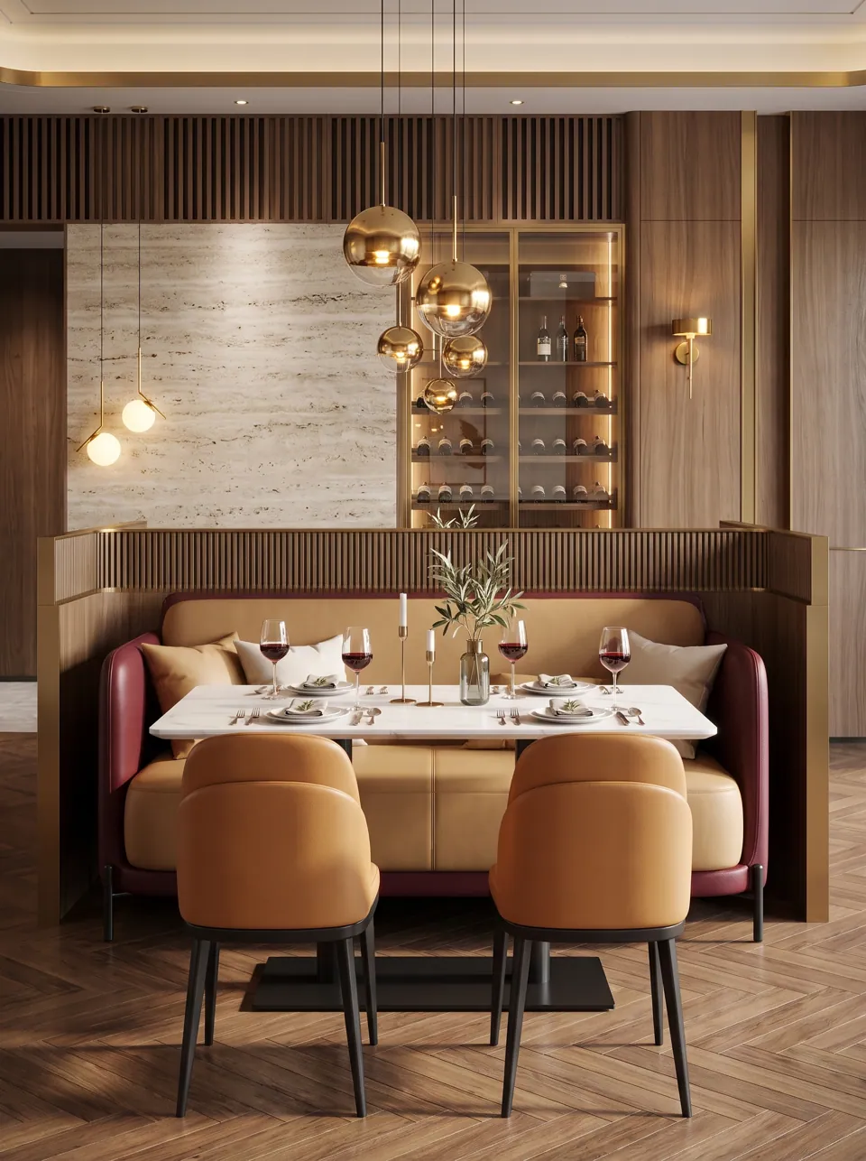 Burgundy Shell Tub Booth