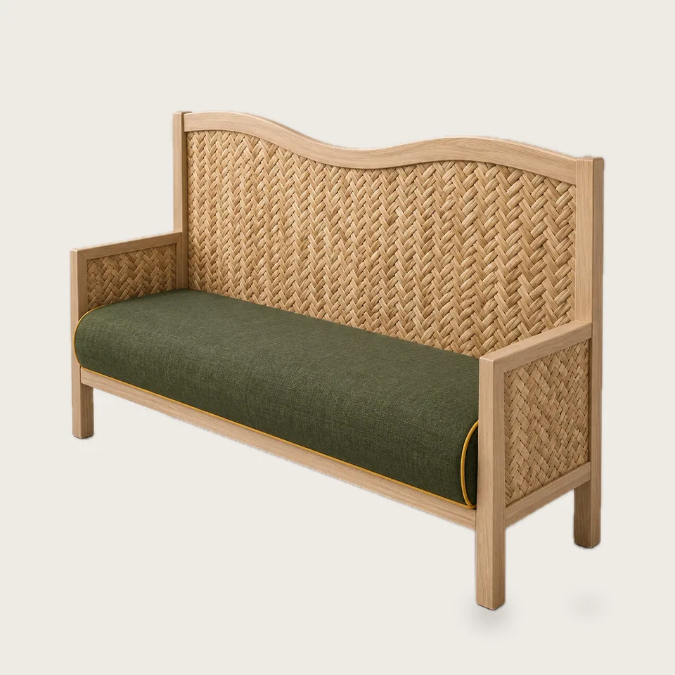 Wave-Back Rattan Settle